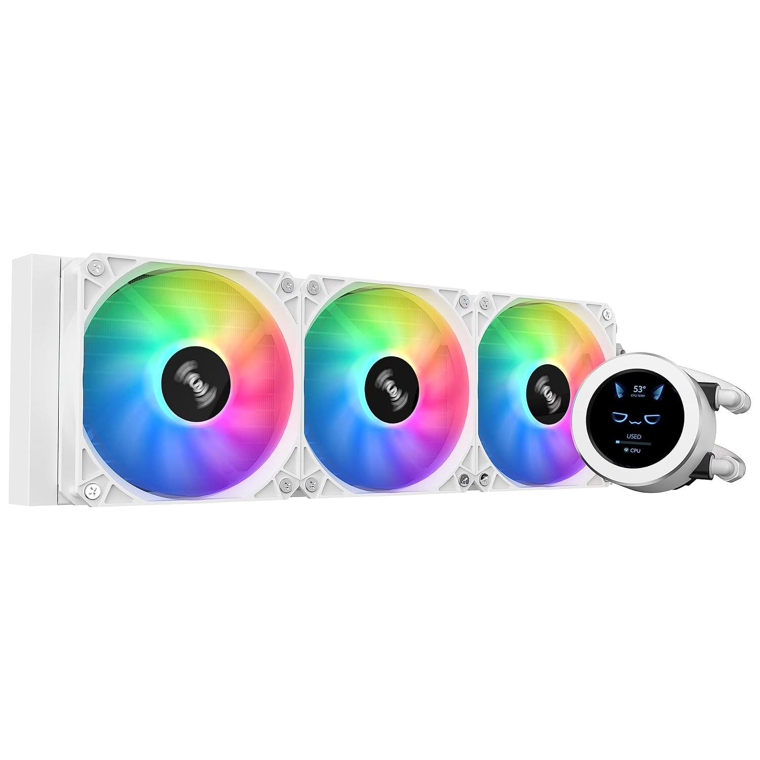 SAMA SM360 PRO AIO 360mm Liquid Cooler 2.8 inch Screen LCD Display CPU Cooler_WHITE