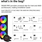 SAMA SM360 PRO AIO 360mm Liquid Cooler 2.8 inch Screen LCD Display CPU Cooler