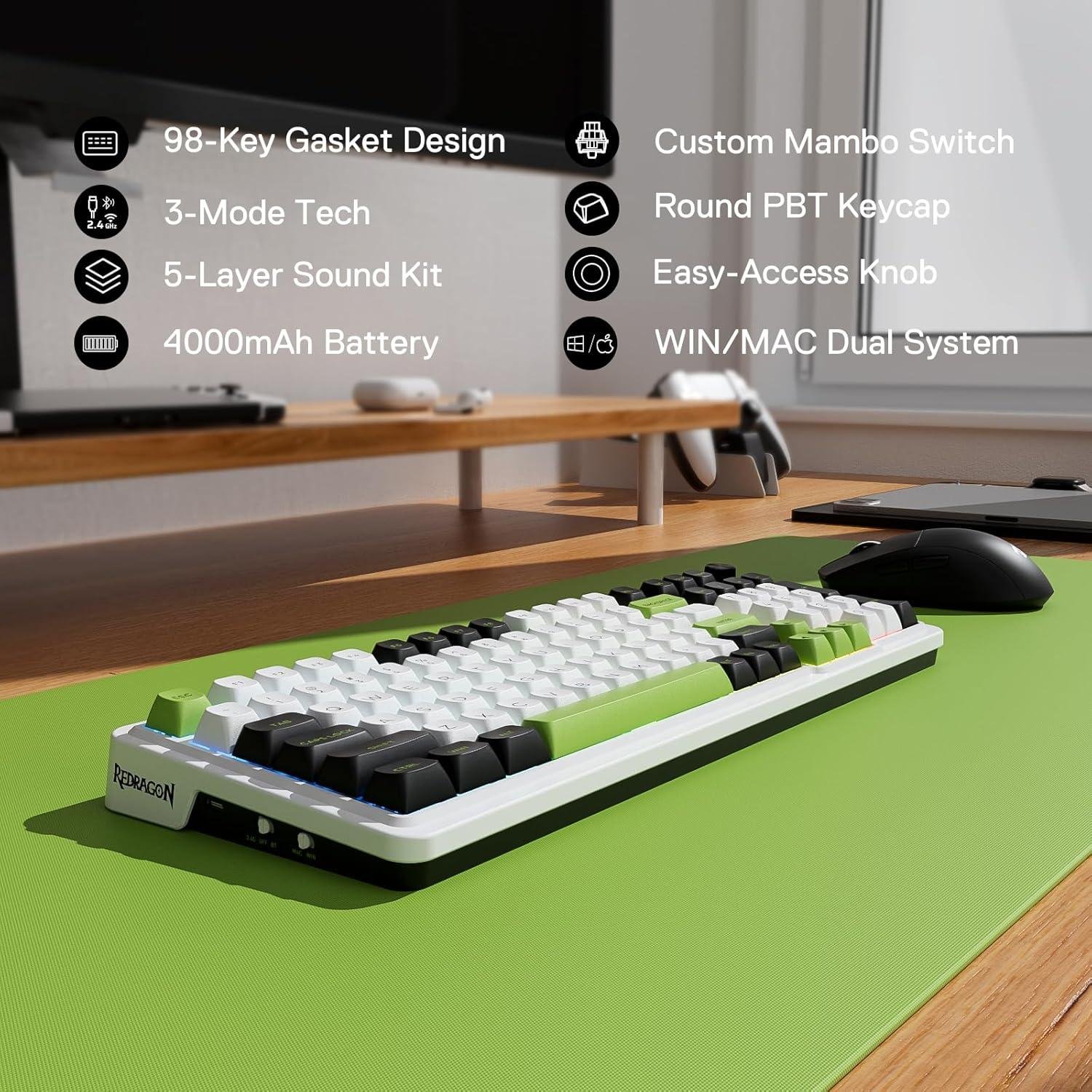 Redragon K686 PRO 98 Keys Wireless Gasket RGB Gaming Keyboard