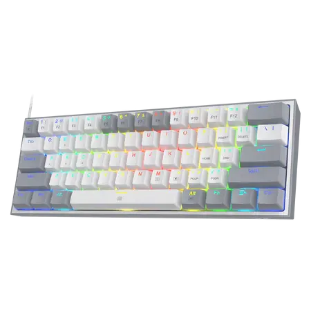 Redragon K617 FIZZ 60% Wired RGB Gaming Keyboard, 61 Keys Compact Mechanical Keyboard w/ White & Grey