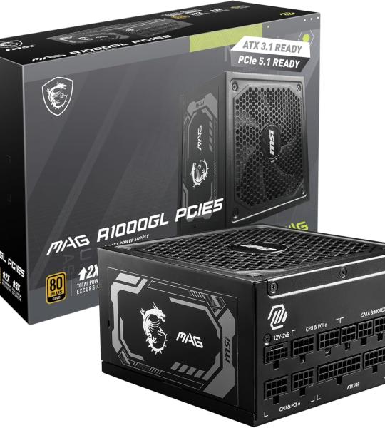 MSI MAG A1000GL PCIE 5 Gaming Power Supply - ATX 3.1 & PCIE 5.1