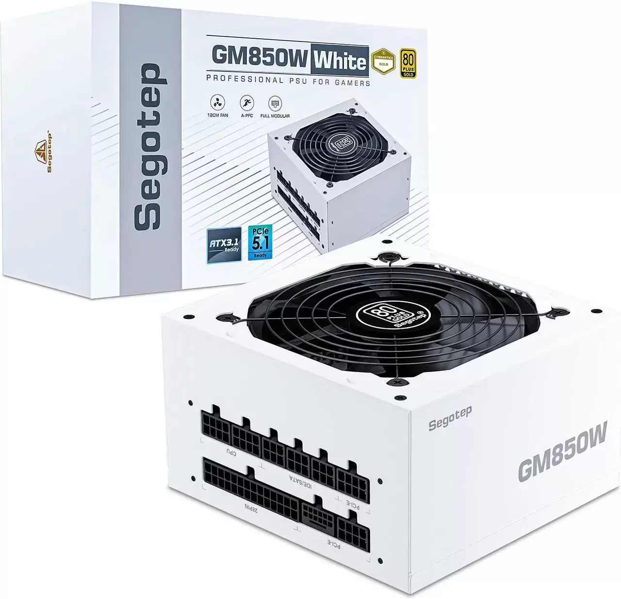 Segotep 850W White PCIe 5.1 Full Modular 80 Plus Gold PSU ATX 3.1
